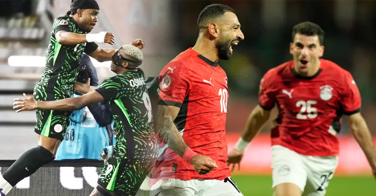 নাইজেরিয়া ও মিশরের খেলোয়াড়দের উদযাপন